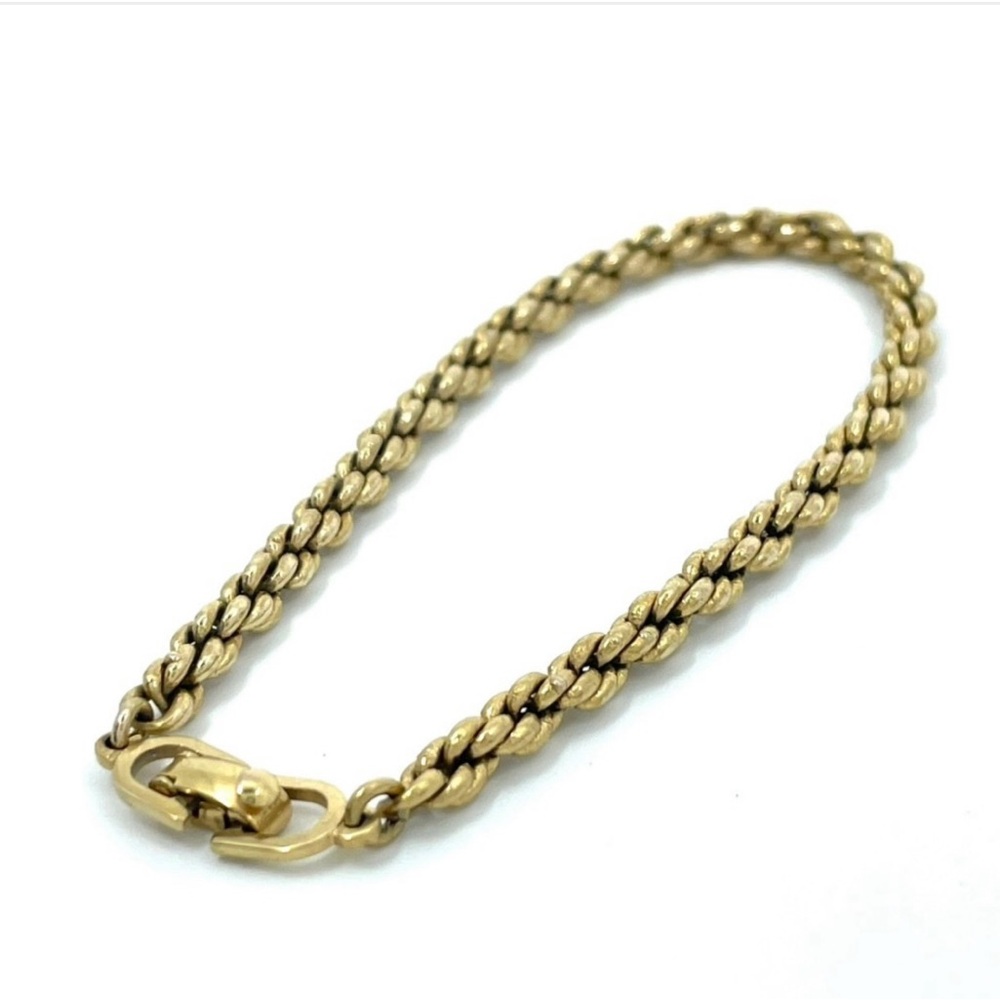 Christian Dior Vintage Rope Chain Bracelet, Gold Color Authentic